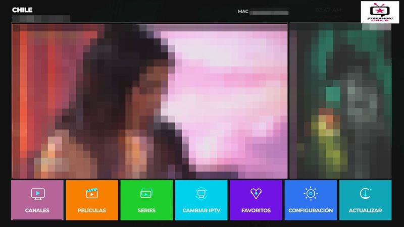 Inicio de la app IPTV Chile en Roku después de activar